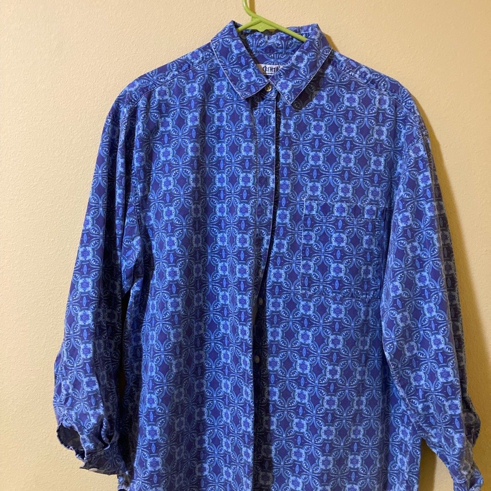 Vintage Elements Blue Geometric Men's Casual Shirt